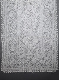 Оренбургский пуховый ажурный палантин экрю, арт. A 16070-02